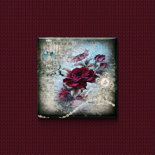 Chapa Cuadrada Rosa de Victoria Ephemera