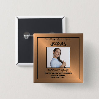 Chapa Cuadrada Rosa Dorado/Foto Personalizada - Premio al Emplead