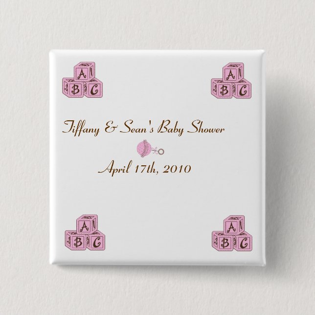 Chapa Cuadrada Rosa y bloques del bebé de Brown (Anverso)