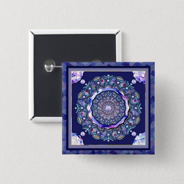 Chapa Cuadrada rosante azul (Anverso y reverso)
