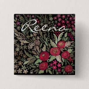 Chapa Cuadrada Rosas acuáticos, sobre un fondo negro, acuarela