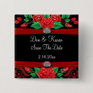 Chapa Cuadrada Rosas rojos de la vid en ahorrador negro de la