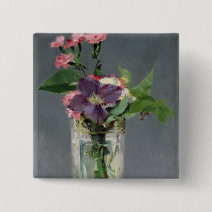 Chapa Cuadrada Rosas y Clematis en un florero cristalino, 1882 de
