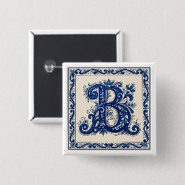Chapa Cuadrada Rosemaling Monogram-Prussian Blue