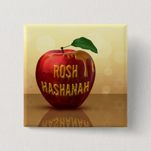 Chapa Cuadrada Rosh Hashanah Año Nuevo judío Miel Apple