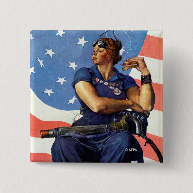 Chapa Cuadrada "Rosie the Riveter" (Anverso)
