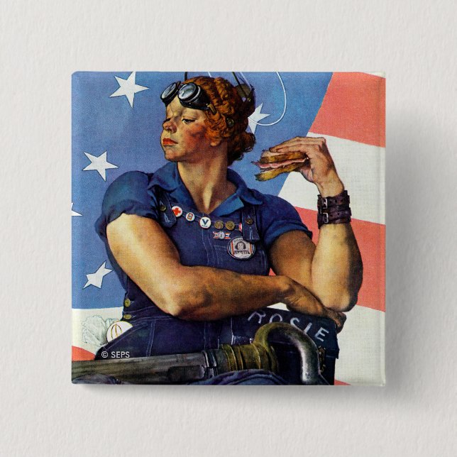 Chapa Cuadrada Rosie the Riveter (Anverso)