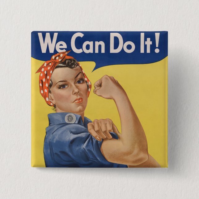 Chapa Cuadrada Rosie the Riveter: El empoderamiento femenino fuer (Anverso)