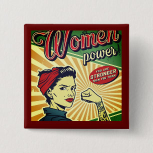 Chapa Cuadrada Rosie the Riveter We Can Do it Button