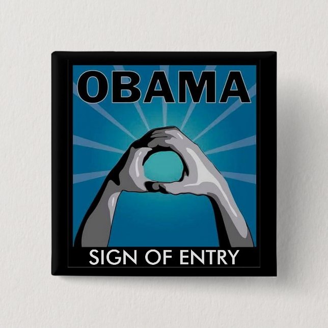 CHAPA CUADRADA RÓTULO DE OBAMA DE LA ENTRADA (Anverso)
