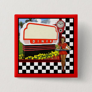 Chapa Cuadrada Rótulo Retro Diner Blank de los años 50