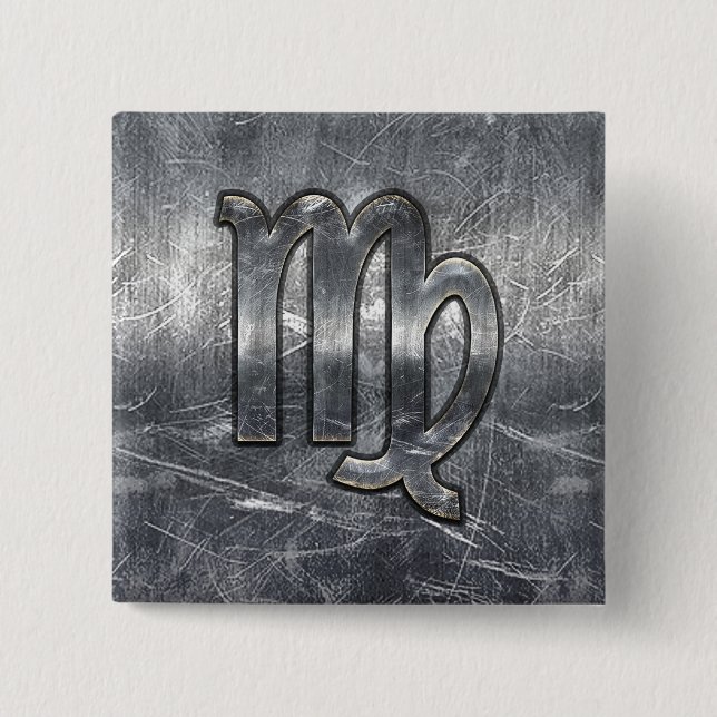 Chapa Cuadrada Rótulo Zodiaco Virgo Moderno Grunge Estilo Molesto (Anverso)