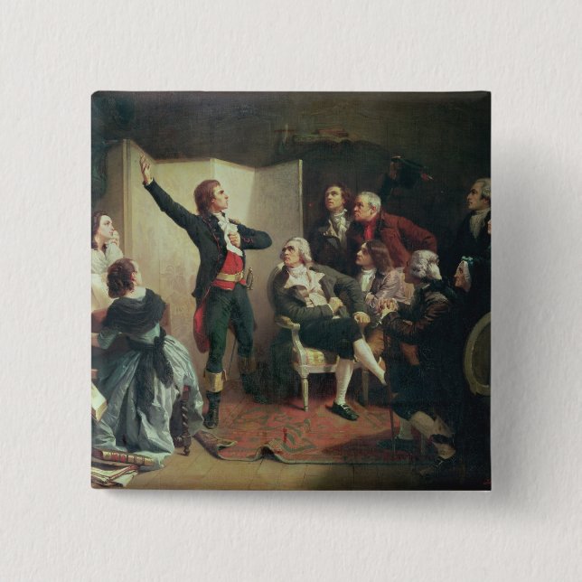 Chapa Cuadrada Rouget de Lisle que canta el Marseillaise (Anverso)