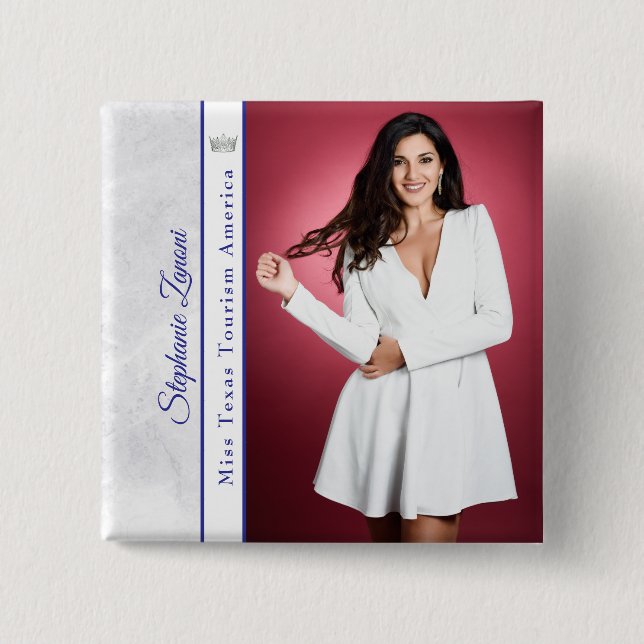 Chapa Cuadrada Royal Ice Pageant Sash Button Pin (Anverso)