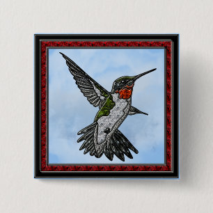 Chapa Cuadrada Ruby Throated Hummingbird
