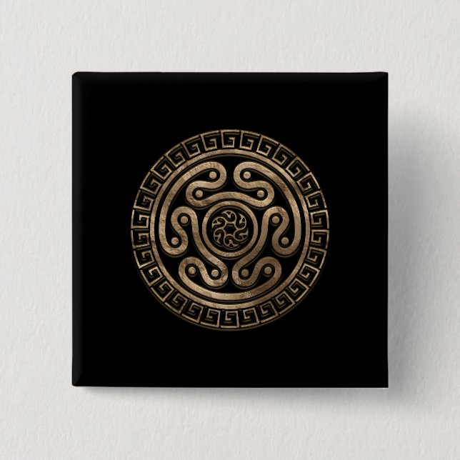 Chapa Cuadrada Rueda de odio Negro y Oro (Anverso)