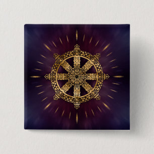 Chapa Cuadrada Rueda Dharma - Dharmachakra