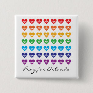 Chapa Cuadrada Ruegue para Orlando un corazón del arco iris del