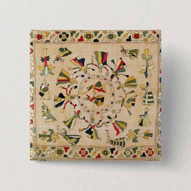 Chapa Cuadrada Rumal: cubierta cuadrada del bordado que muestra (Anverso)