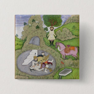 Chapa Cuadrada Rustam que mata al demonio blanco, ilustracion de