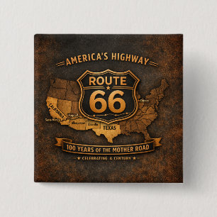 Chapa Cuadrada Ruta 66 Centenario Highway Americana Badge Art