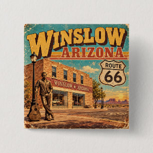 Chapa Cuadrada Ruta 66 Winslow Arizona Vintage Calle Principal