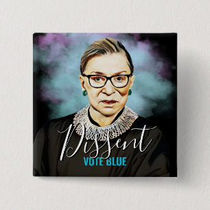 Chapa Cuadrada Ruth Bader Ginsburg - Azul del voto disidente