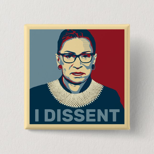Chapa Cuadrada Ruth Bader Ginsburg, yo discrepo del pop-art (Anverso)