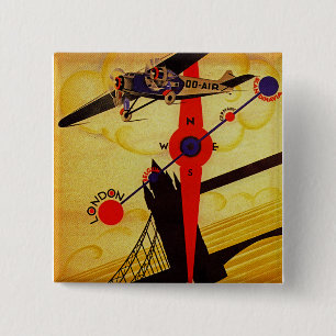 Chapa Cuadrada Sabena Art Deco Compass