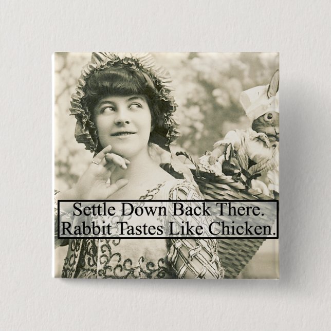 Chapa Cuadrada Sabores de conejo como pollo - cosecha (Anverso)