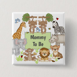 Chapa Cuadrada Safari Animales Fiesta Baby Shower Mami to Be