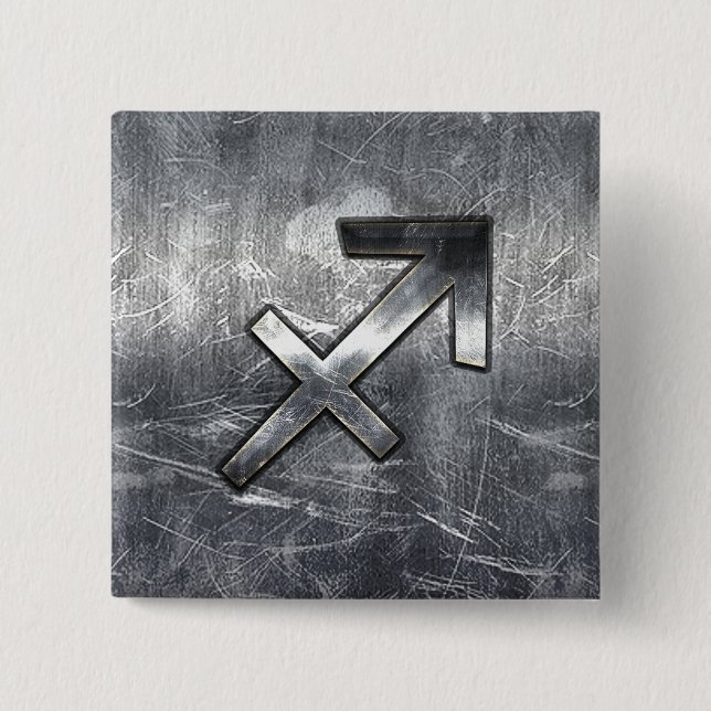 Chapa Cuadrada Sagittarius Zodiac Grunge Estilo Acero Molesto (Anverso)