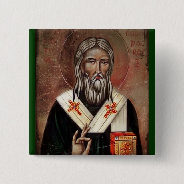 Chapa Cuadrada Saint Patrick con mano levantada (Anverso)
