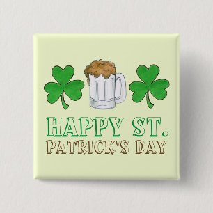 Chapa Cuadrada Saint-Patrick's Day Beer Mug Shamrock Clover