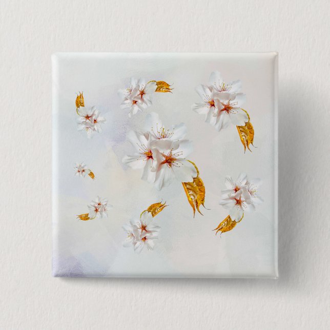 Chapa Cuadrada Sakura - Flor japonesa de cerezo (Anverso)