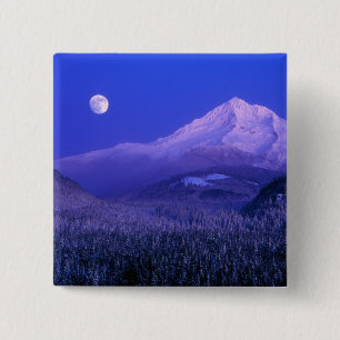 Chapa Cuadrada Salida de la luna sobre el invierno del Mt Hood, O