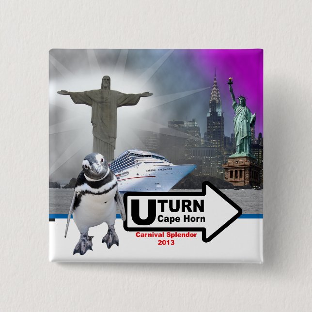 Chapa Cuadrada Sally el cuadrado del pingüino que redondea el Pin (Anverso)