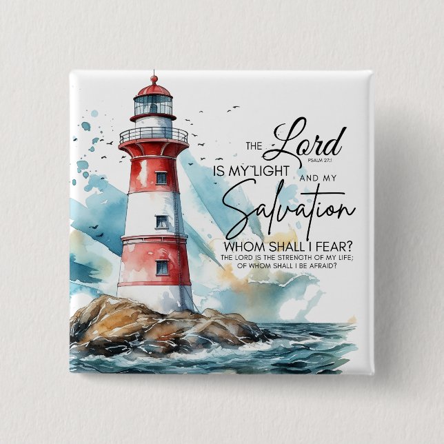 Chapa Cuadrada Salmo 27:1 Biblia SEÑOR es mi luz y salvación (Anverso)