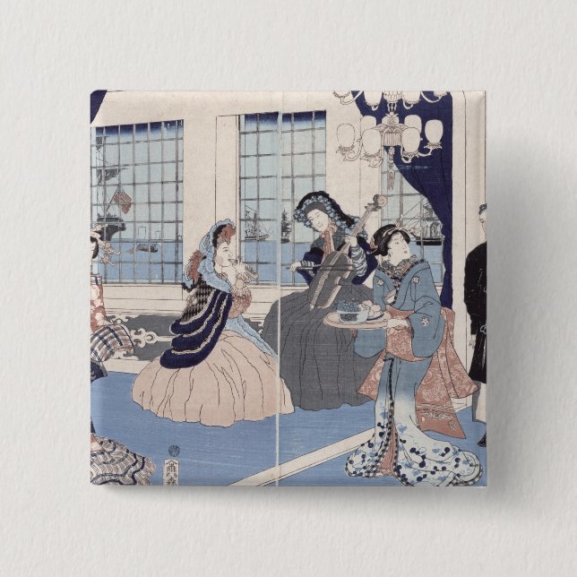 Chapa Cuadrada Salón de una casa de comerciantes extranjeros en (Anverso)