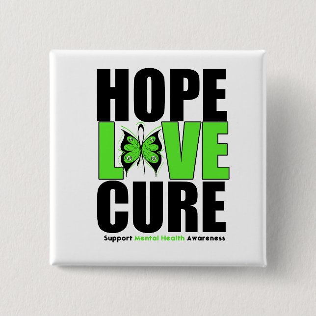 Chapa Cuadrada Salud Mental - Hope Love Cure (Anverso)