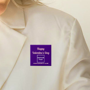 Chapa Cuadrada Saludo de Business Valentine en Purple Square