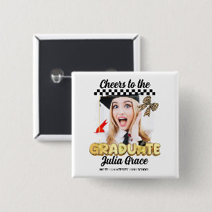 Chapa Cuadrada Saludos a la foto del Personalizado blanco graduad