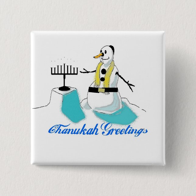 Chapa Cuadrada Saludos de Chanukah (Anverso)