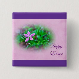 Chapa Cuadrada Saludos de Pascua Deptford Pink Wildflower