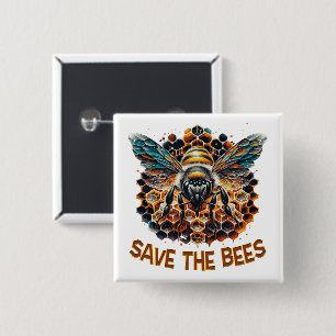 Chapa Cuadrada Salvar a las abejas - Proteger a nuestros poliniza