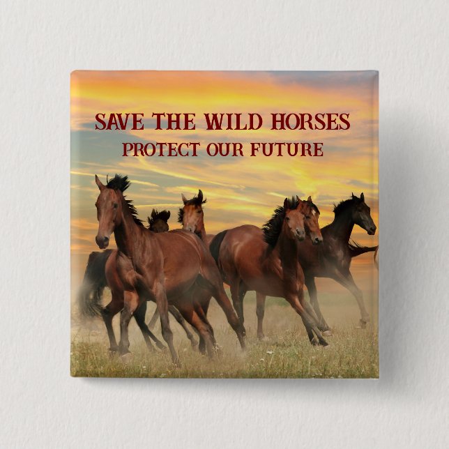 Chapa Cuadrada Salvar a los Caballos Salvajes (Anverso)