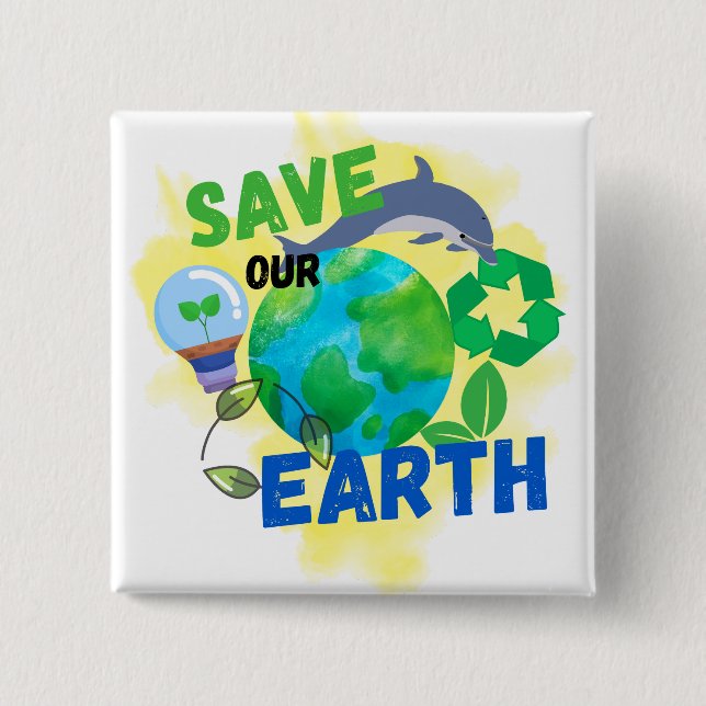 Chapa Cuadrada Salvar a nuestra Tierra (Anverso)