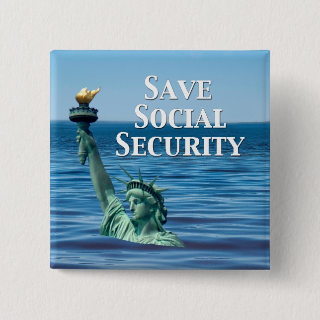 Chapa Cuadrada Salvar la seguridad social (Anverso)