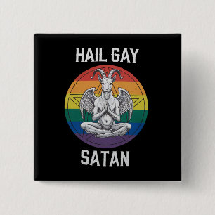 Chapa Cuadrada Salve Satan Gay Divertido Gótico Cabra LGBTQ
