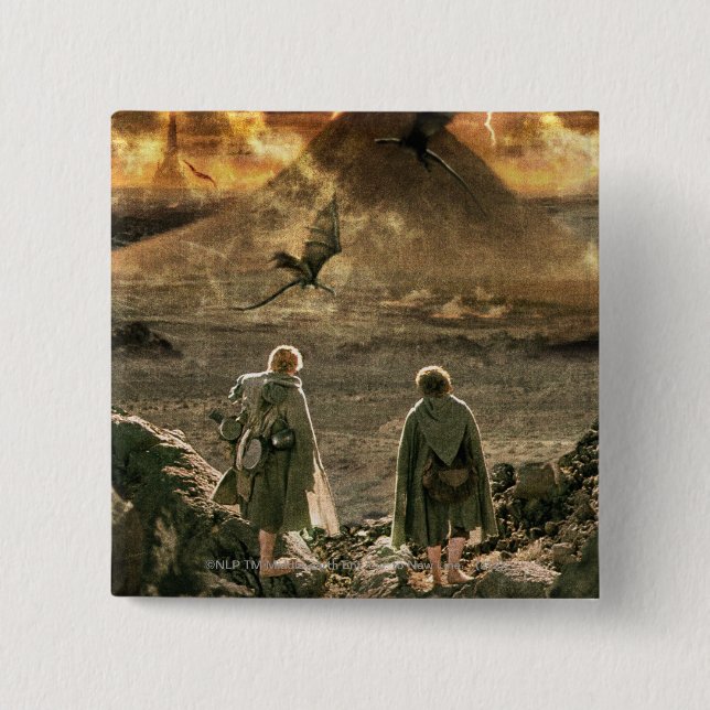 Chapa Cuadrada Sam y FRODO™ se acercan al Monte Doom (Anverso)
